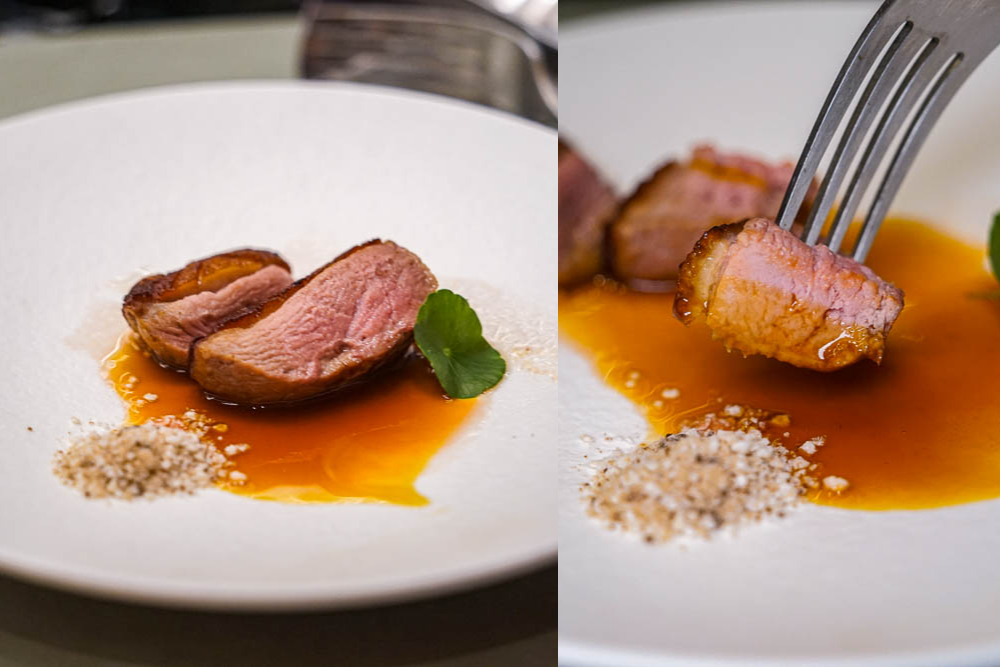 alt="夏登法式鐵板燒 宜蘭櫻桃鴨胸佐黑糖橙汁"